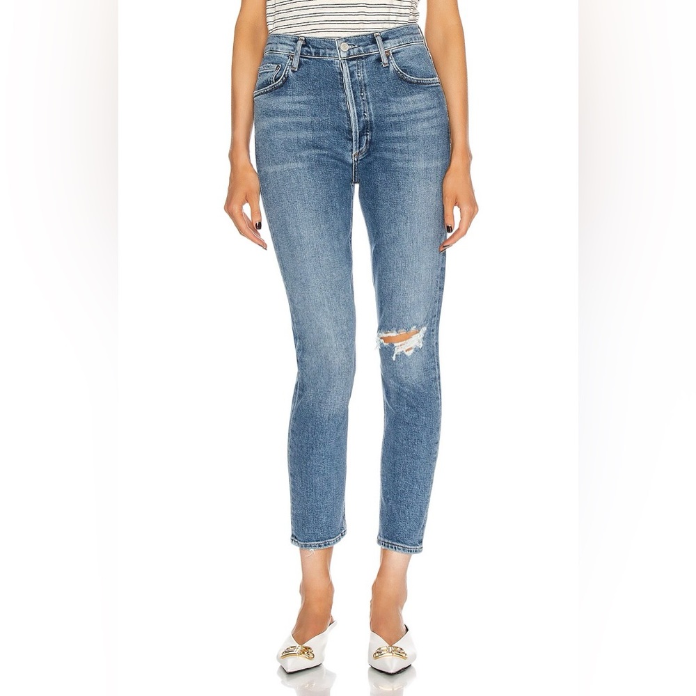 AGOLDE Nico High Rise Slim Fit with button fly in Shoreline, sz 27.